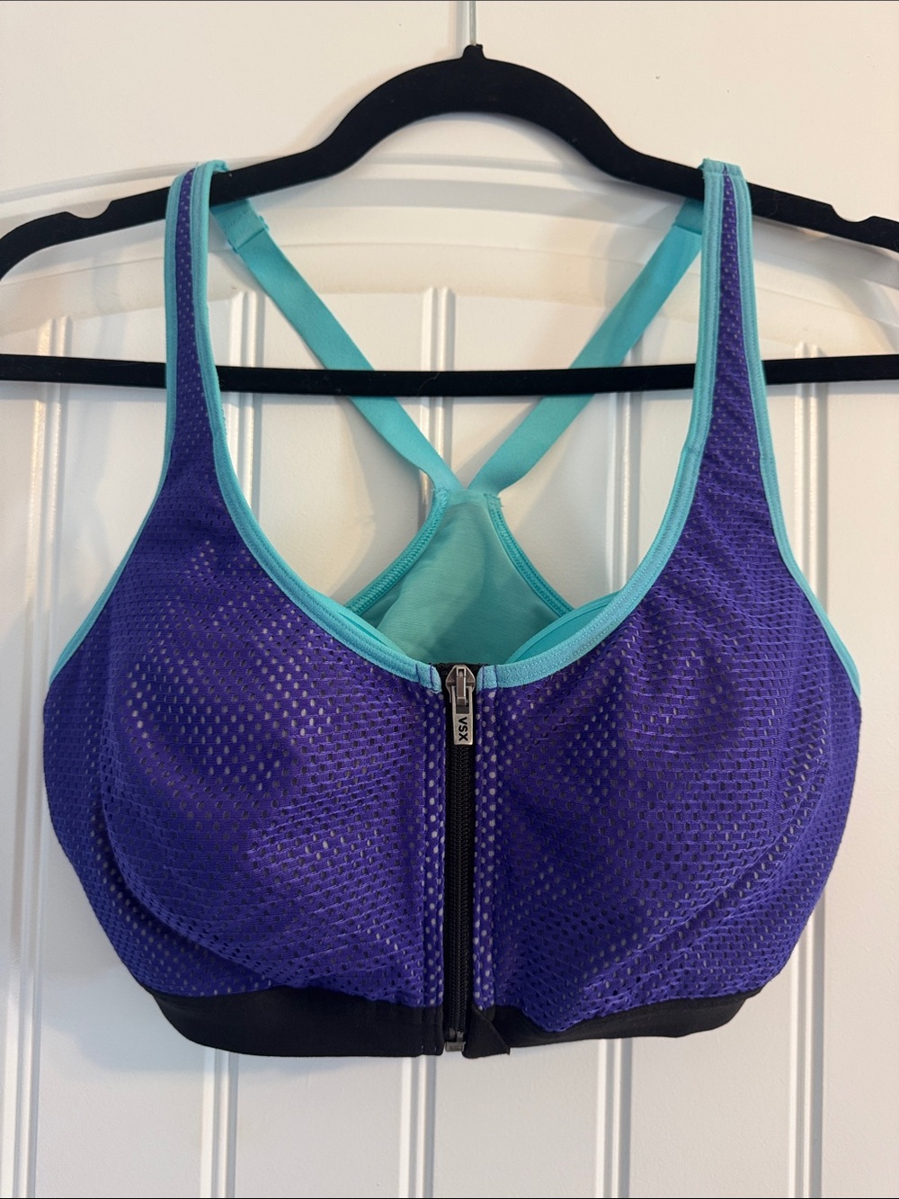 Victoria's Secret Purple Sports Bra with Aqua Trim